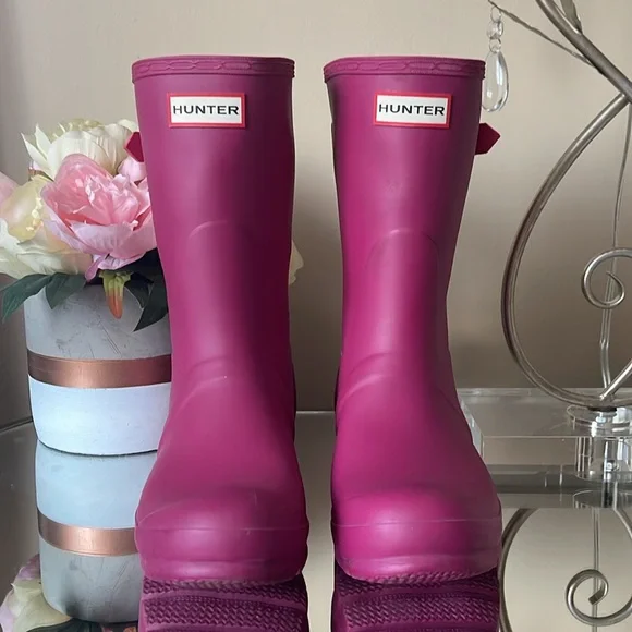 Hunter Original Short Boot Pink Rain Boots - Picture 4 of 9